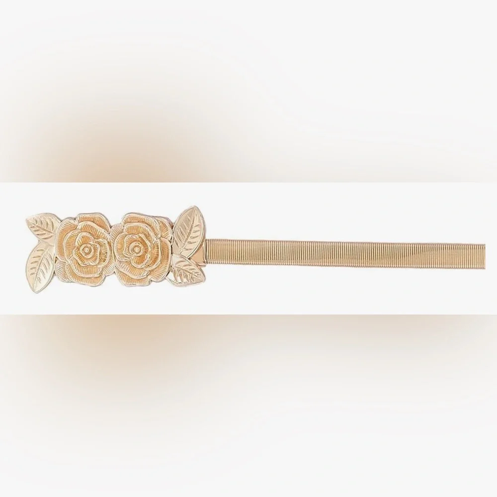 Floral metal elastic waist belt